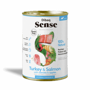 סנס שימור סלמון והודו לגורי כלבים – מזון רטוב טבעי לגידול בריא