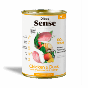 קופסת שימורי סנס עוף וברווז לכלבים במשקל 380 גרם