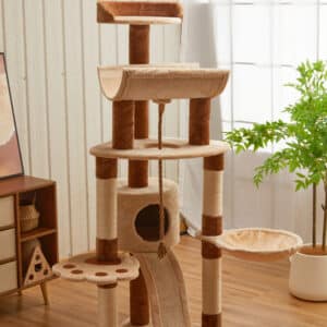 מתקן גירוד לחתולים גדול עם רמפה וערסל – גובה 1.45 מטר