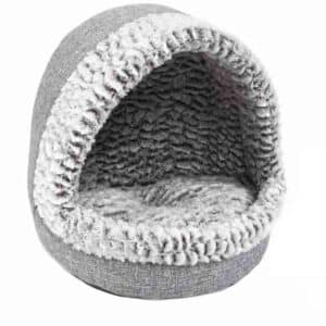 מיטה לחתול מערה דגם יערה בצבע אפור עם מזרון פנימי פריק וריפוד רך ומפנק