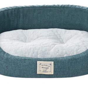 מיטה לכלב קטן או לחתול דגם נעמה בצבע טורקיז – מבנה עגול עם ריפוד רך וכרית נשלפת לנוחות מקסימלית