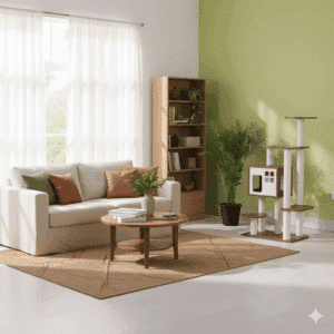 תמונה של מתקן גירוד לחתול דגם אסף עם קערת תצפית ומספר מפלסים.